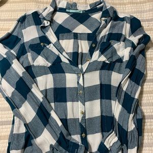 Green and white plaid shirt